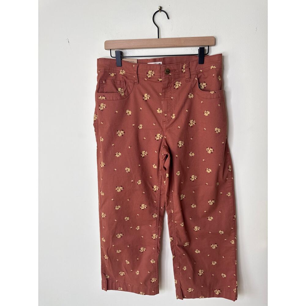 TOAD & CO Earthworks Wide Leg Crop Pant Copper Print Size 12 NWT - Picture 2 of 6
